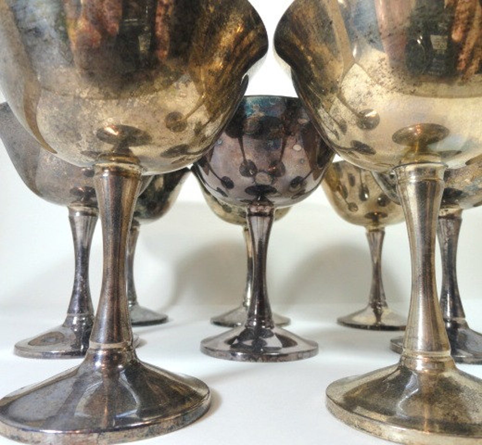 8 Vintage Jolen Silver Plated Wine Goblets Wedding Shabby Etsy
