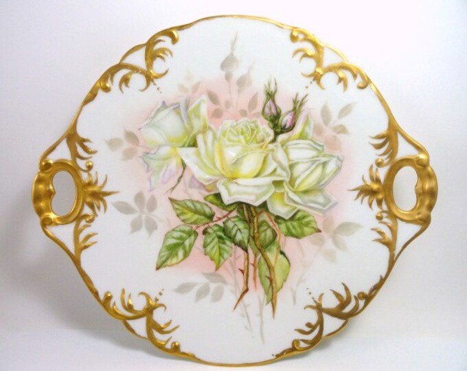 J P Limoges France Cake Plate With White Roses Decorative Etsy