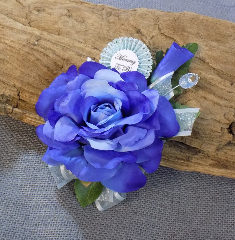 Pin On Baby Shower Corsage Blue And White Corsage Blue | Etsy White And Baby Blue Corsage