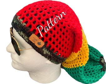 Crochet Rasta Camouflage Slouch Hat Pattern: Net Tam (PDF Digital Download)