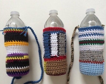 crochet scrap water bottle pattern tutorial, reusable bag, 500-600ml, The Ragga Collection, not Miu Miu inspired