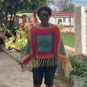 Crochet Granny Square Poncho Pattern: Beginner Friendly, Made to