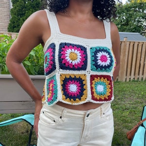 crochet granny square crop top pattern tutorial made to measure image 3