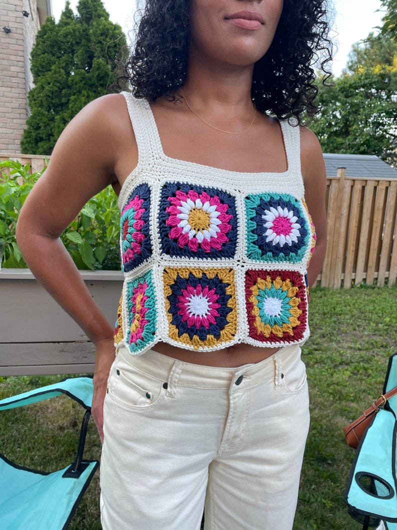 crochet granny square crop top pattern tutorial made to measure image 3