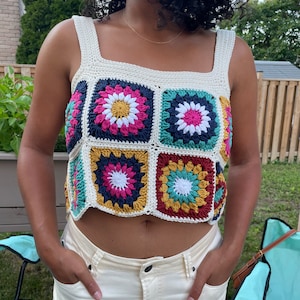 crochet granny square crop top pattern tutorial made to measure image 1