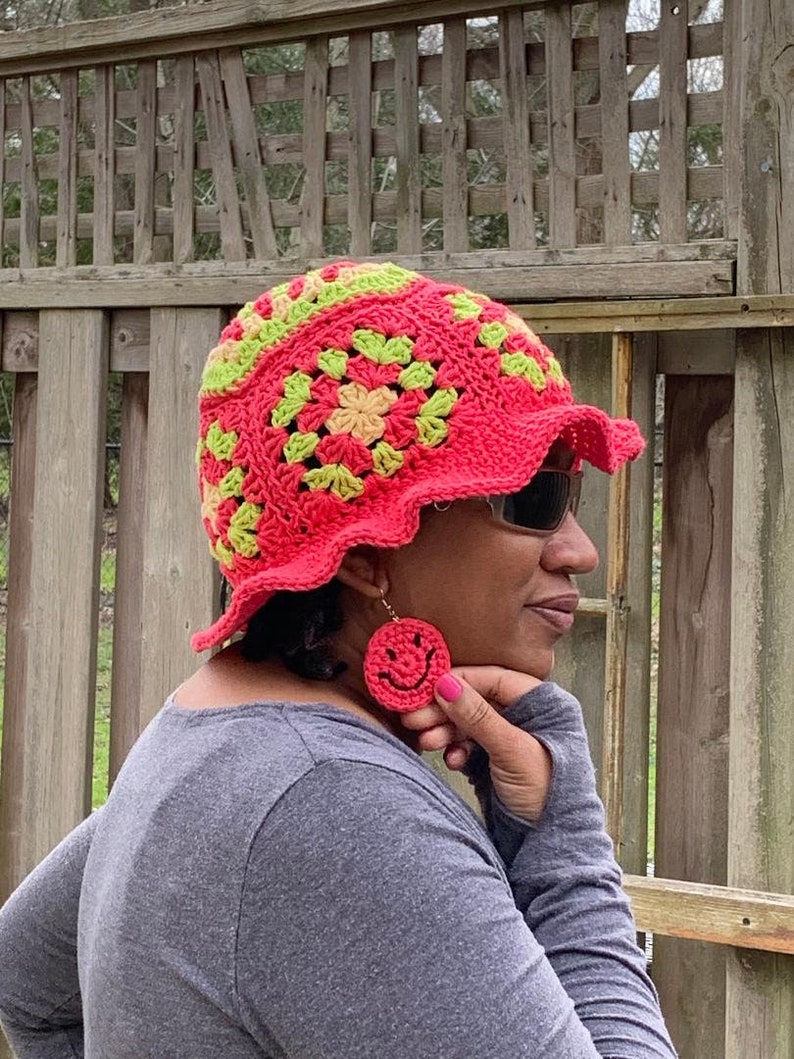 crochet bucket hat PATTERN, crochet granny square bucket hat pattern tutorial image 10