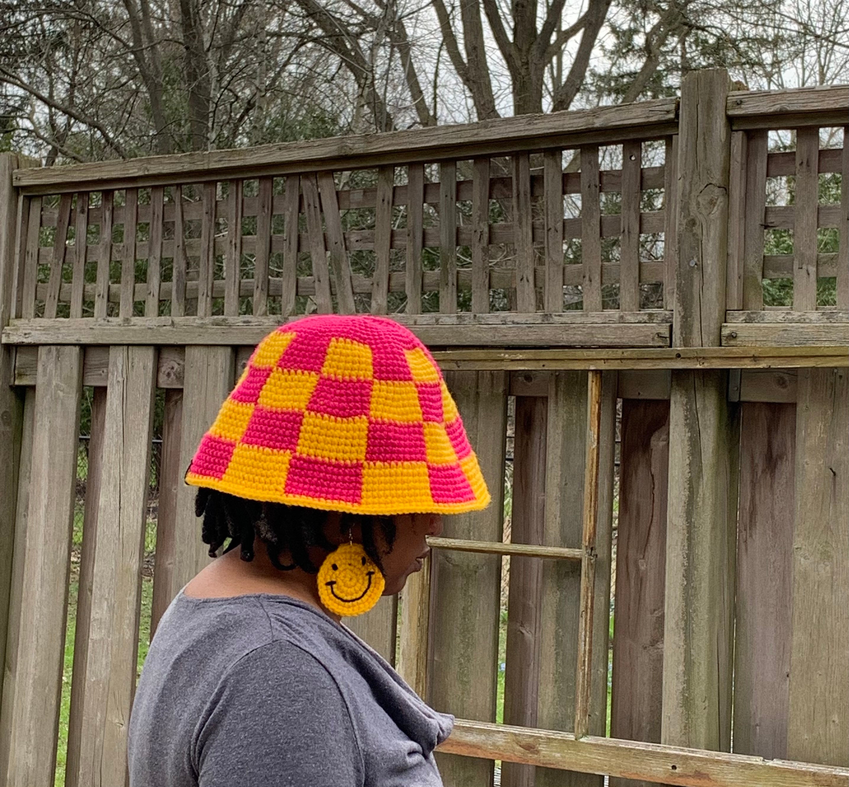 Crochet Bucket Hat Pattern Tutorial Checkered Easy Beginner Etsy