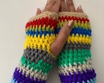 crochet PATTERN, scrap hand warmers pattern tutorial,  yarn punk, The Ragga Collection, not Miu Miu inspired