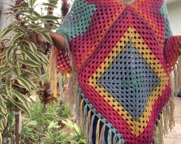 Crochet Granny Square Poncho Pattern: Beginner Friendly, Made to