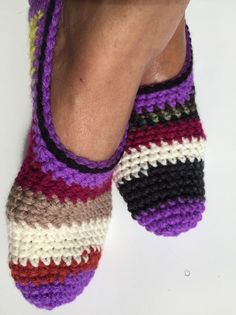 Crochet scrap yarn slipper pattern easy beginner teen Etsy