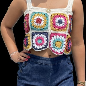 crochet granny square crop top pattern tutorial made to measure image 6