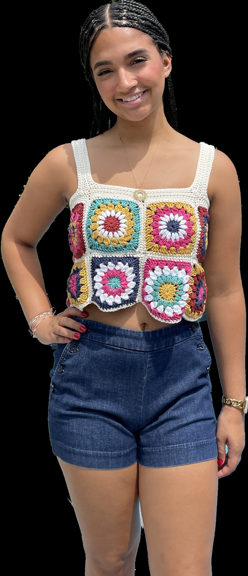 crochet granny square crop top pattern tutorial made to measure image 6