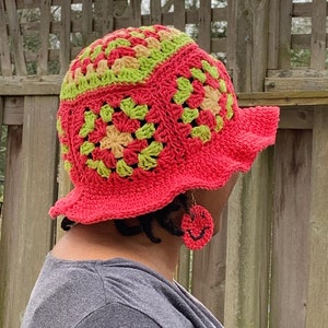 crochet bucket hat PATTERN, crochet granny square bucket hat pattern tutorial image 8