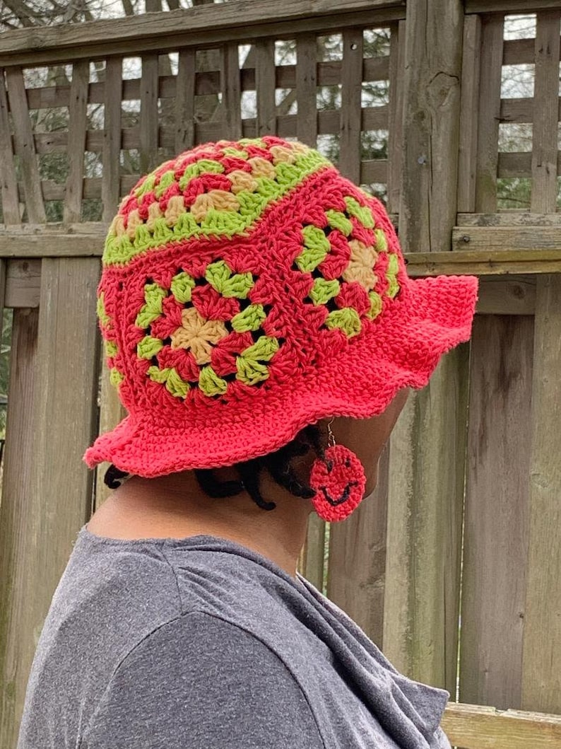 crochet bucket hat PATTERN, crochet granny square bucket hat pattern tutorial image 8