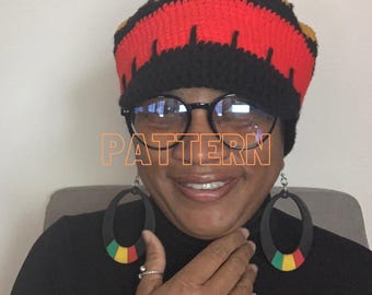 Crochet Rasta Newsboy Cap Pattern: cultural, Rastafarian, easy beginner, PDF, digital download