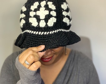 crochet PATTERN, bucket hat, granny square bucket hat, pattern tutorial, PDF