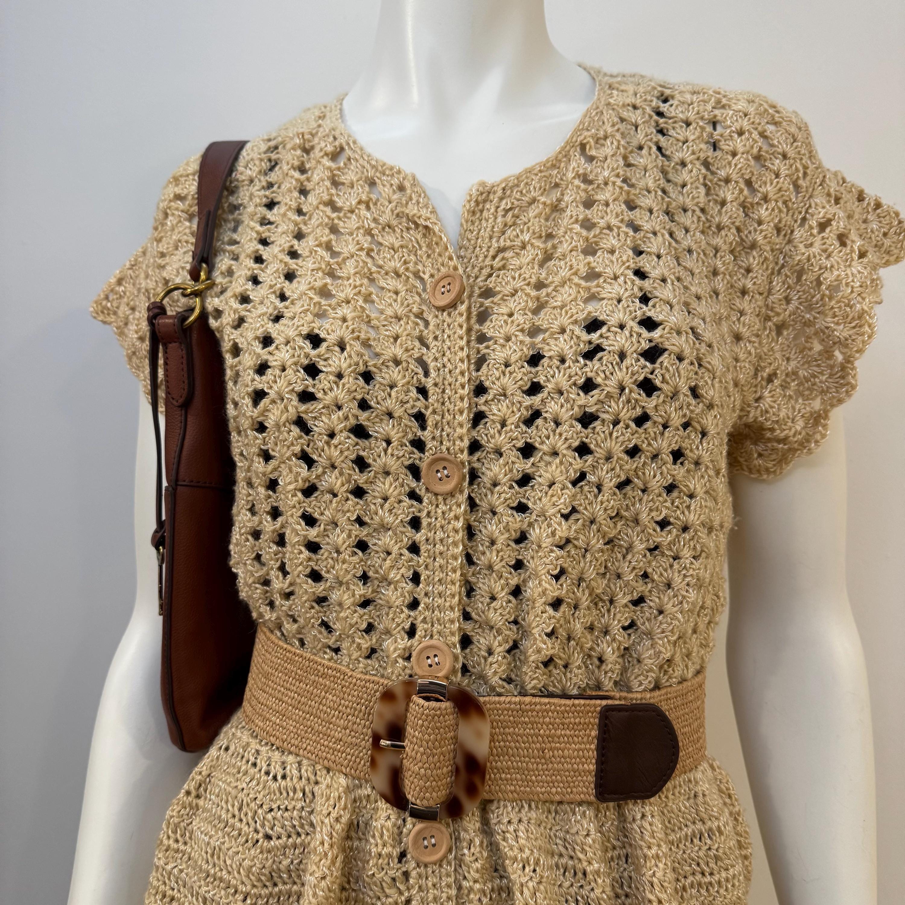 button up crochet dress JUST ME WOMEN'S LONG SLEEVE BUTTON UP SELF TIE POCKETS CROCHET TRIM MAXI DRESS SAGE / 1S-2M-2L