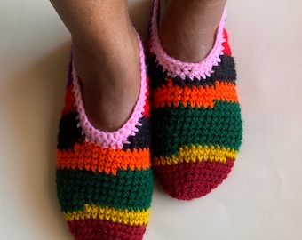 Crochet Slipper Pattern: Ragga Collection Scrap Yarn Design (PDF)