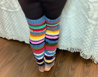 crochet thigh-high scrap leg warmer PATTERN, 3 sizes, thigh high socks, not Miu Miu inspired