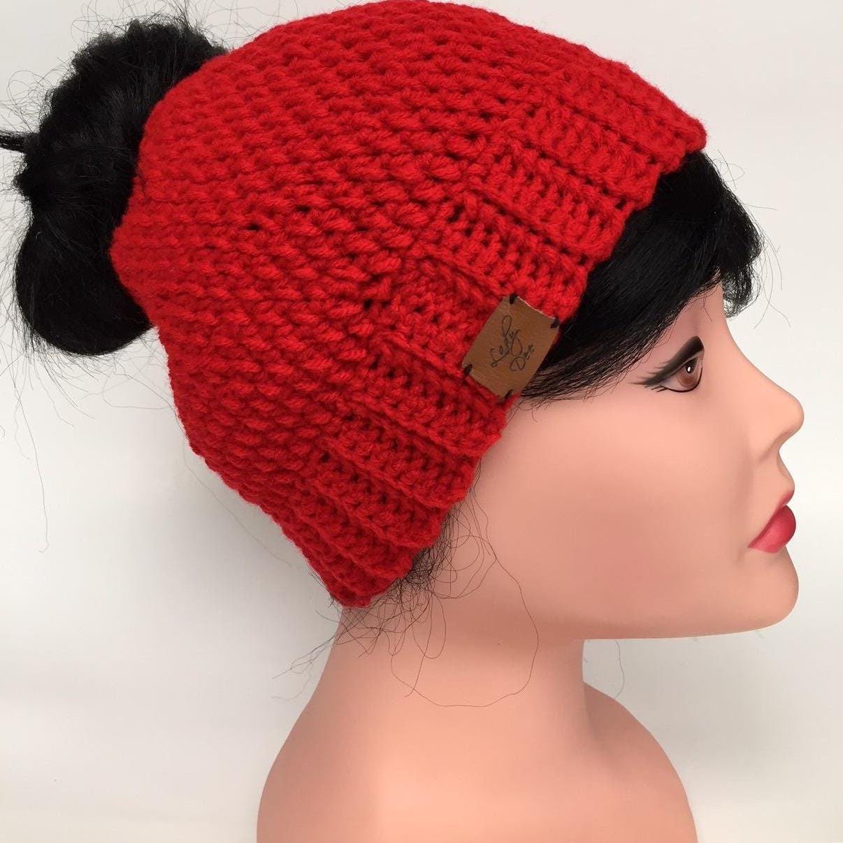 Crochet Messy Bun Ponytail Hat Pattern: Easy Beginner, Unisex, PDF ...