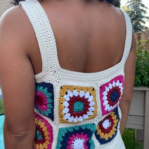 crochet granny square crop top pattern tutorial made to measure image 4