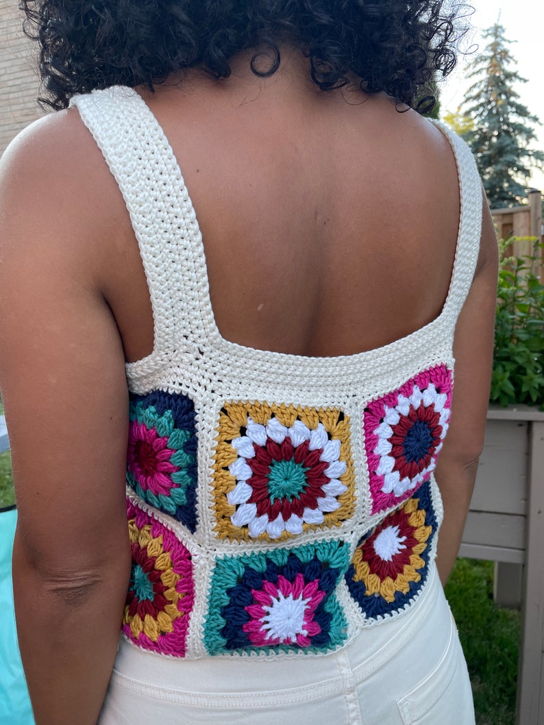 crochet granny square crop top pattern tutorial made to measure image 4