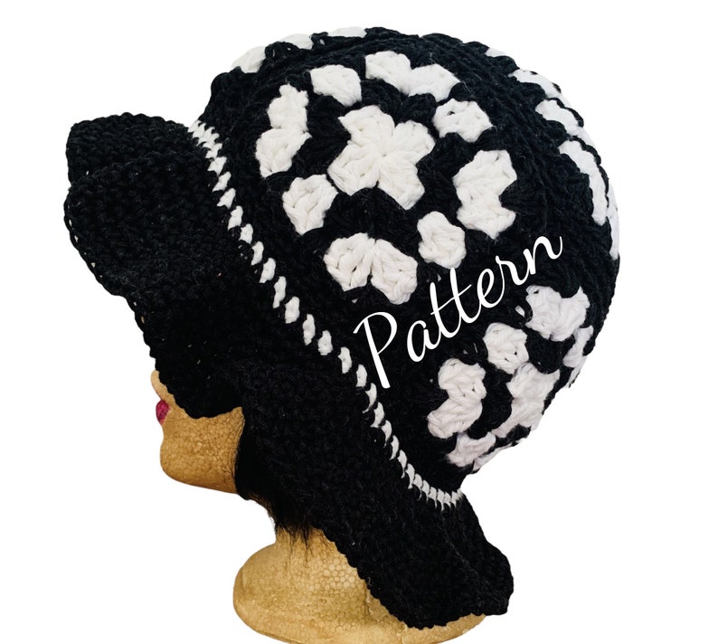 crochet bucket hat PATTERN, crochet granny square bucket hat pattern tutorial image 3