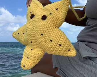 Crochet Starfish Handbag Pattern: Belize sea creature, intermediate pattern, PDF, digital download