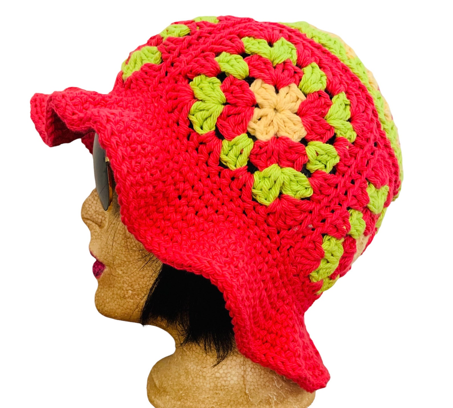 Crochet Granny Square Hat Pattern Tutorial Bucket Hat Easy Etsy
