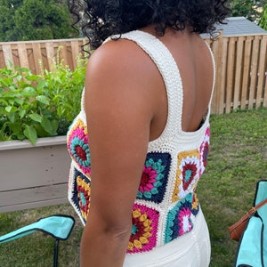 crochet granny square crop top pattern tutorial made to measure image 5