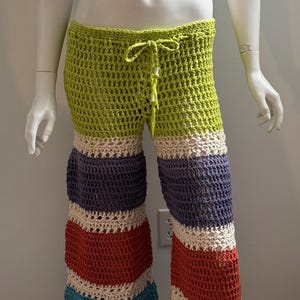 PATTERN, Crochet Beach Pants, cotton, colourful hippie, easy beginner, PDF, digital download