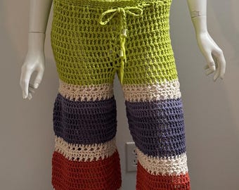 PATTERN, Crochet Beach Pants, cotton, colourful hippie, easy beginner, PDF, digital download