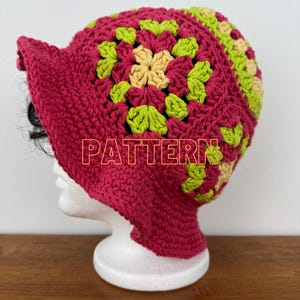 PATTERN, Crochet Granny Square Bucket Hat, unisex hat, PDF, digital download