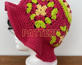 Crochet Granny Square Bucket Hat Pattern: unisex hat, easy beginner, PDF, digital download