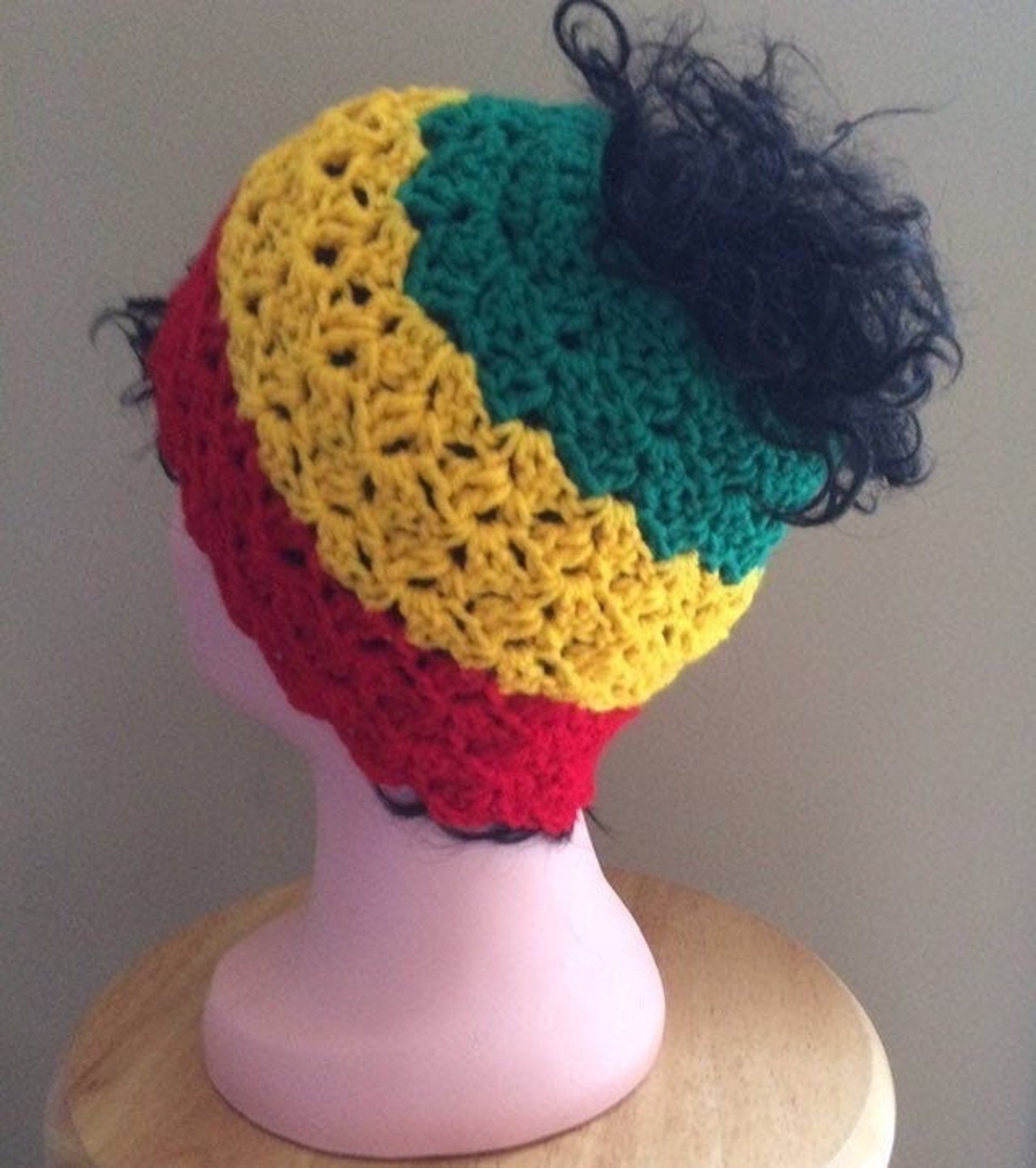 Crochet Rasta Messy Bun Ponytail Hat Pattern: Easy Beginner, PDF ...