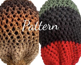 Knit Dread Tube Hat Slouch Pattern: Pan African RBG Tam (PDF Digital Download)