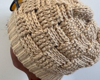Häkelanleitung für eine lässige Beanie im Korbgeflecht-Stil: Einfaches Unisex-Design (PDF-Download)