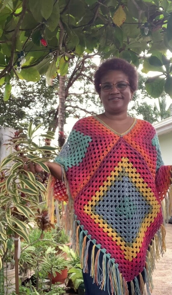 【D&G】Granny square/WOOL crochet Poncho D&G】Granny square/WOOL crochet Poncho