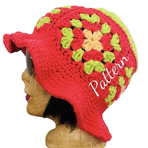 crochet bucket hat PATTERN, crochet granny square bucket hat pattern tutorial image 9