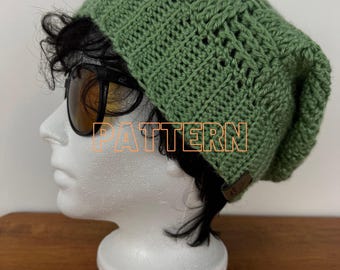 Crochet Basket Weave Slouchy Beanie Hat PATTERN: Easy Unisex Design (PDF Digital Download)