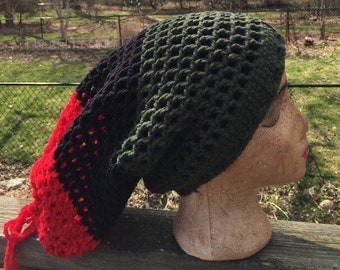 crochet PATTERN, slouchy emancipation hat, RBG, Pan African, crochet dread socks tam pattern tutorial, PDF