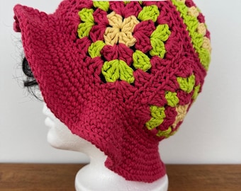 Crochet Granny Square Bucket Hat Pattern: unisex, easy beginner (PDF, digital download)