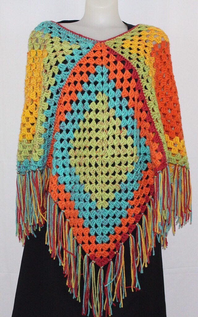 Crochet Granny Square Poncho Pattern: Beginner Friendly, Made to