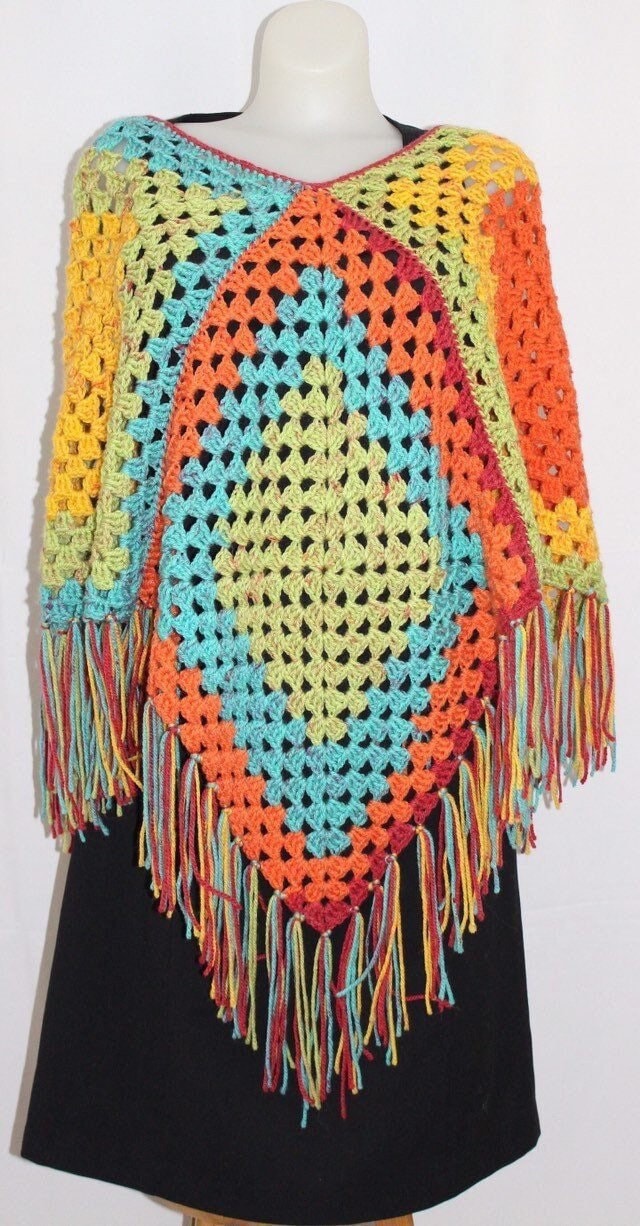 Crochet Granny Square Poncho Pattern: Beginner Friendly, Made to