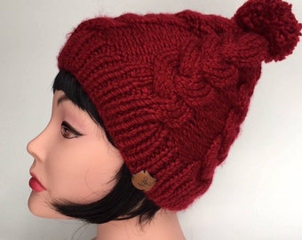 knit cable hat pattern tutorial, 2 sizes