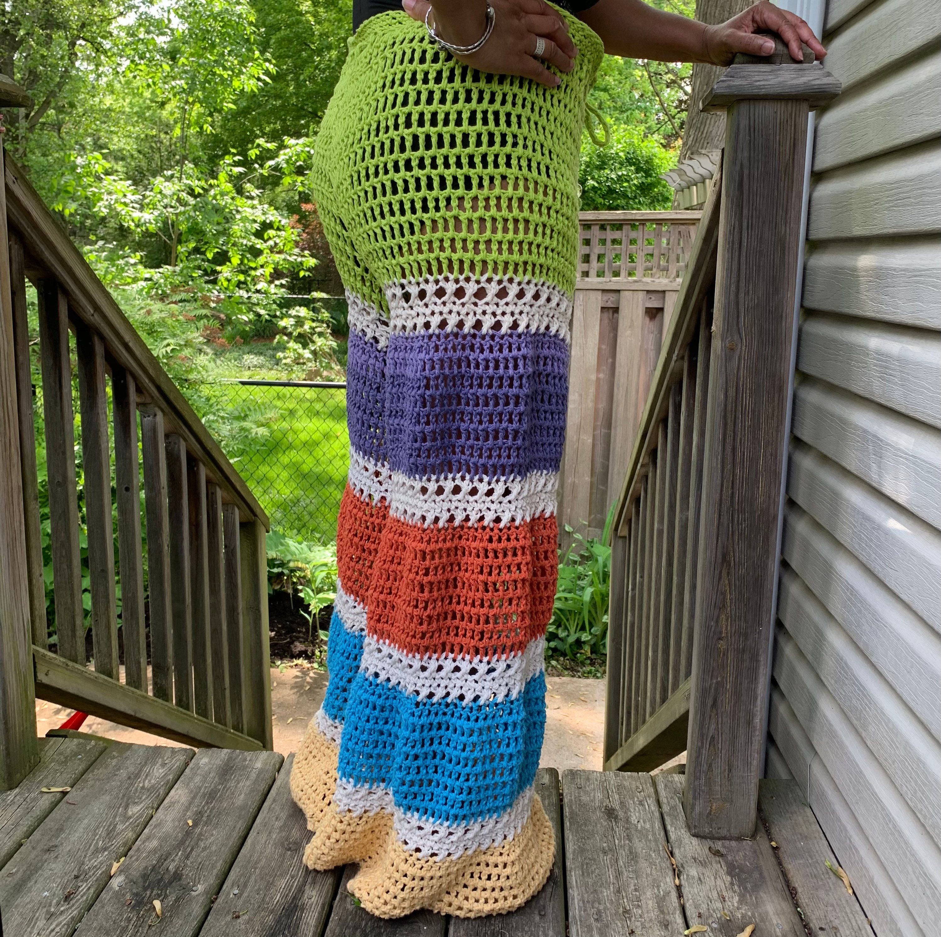 Crochet Beach Pants Pattern: Cotton, Colourful, Hippie, Easy Beginner ...