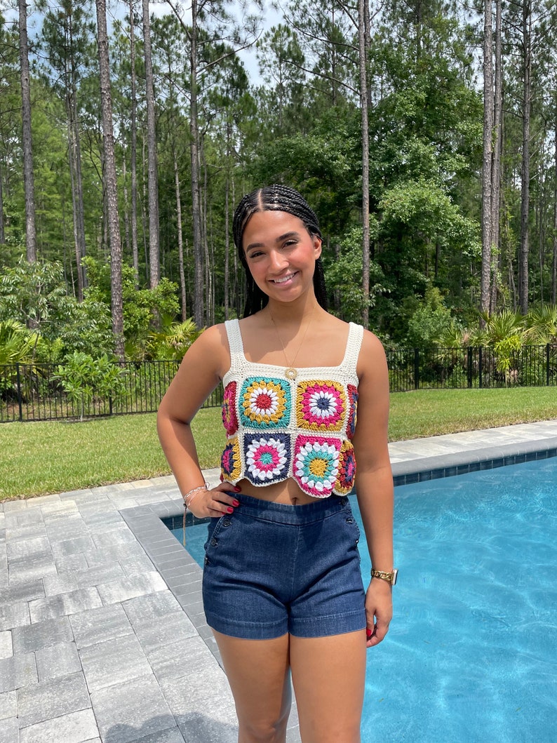 Crochet Granny Square Crop Top Pattern: Made-to-measure (PDF) - Etsy Canada