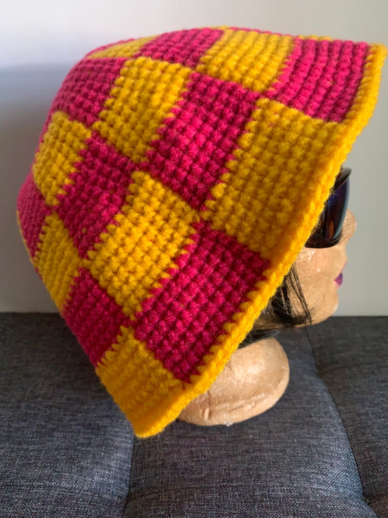 Crochet Bucket Hat Pattern Tutorial Checkered Easy Beginner Etsy