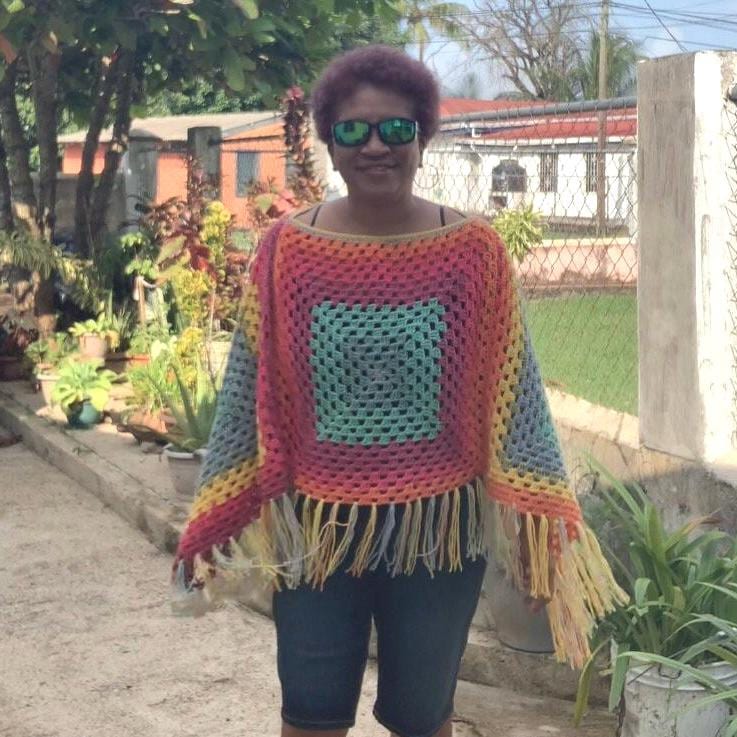 Crochet Granny Square Poncho Pattern: Beginner Friendly, Made to