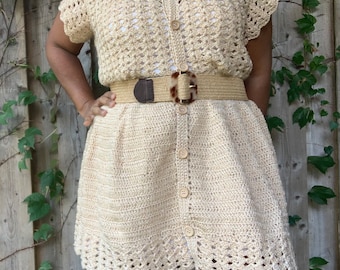 crochet PATTERN, crochet dress, crochet button down dress pattern tutorial